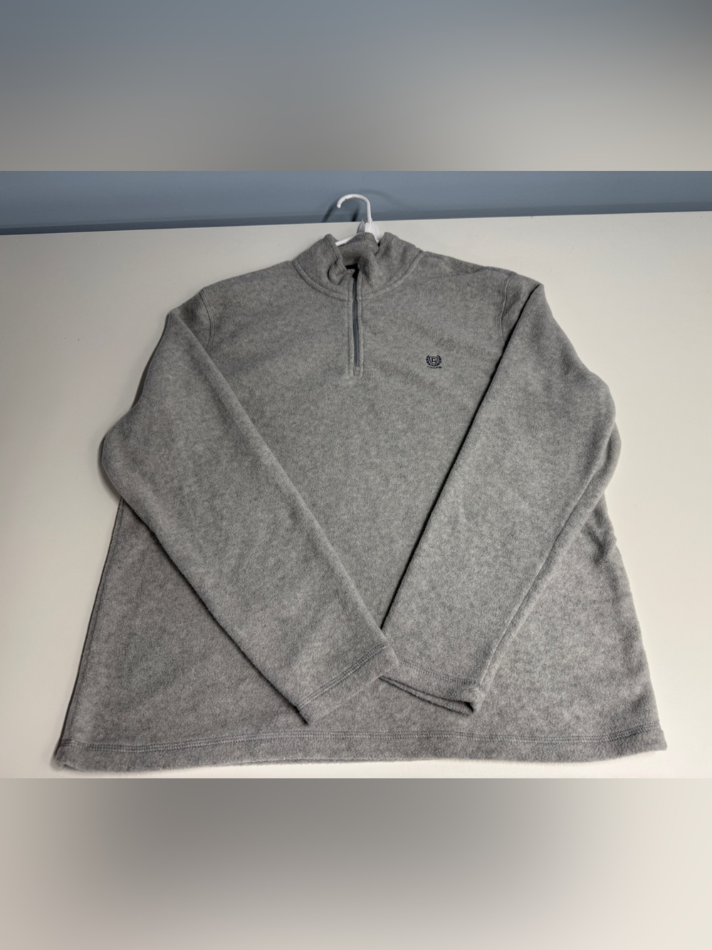 Chaps Light Gray Quarter-Zip Sweater